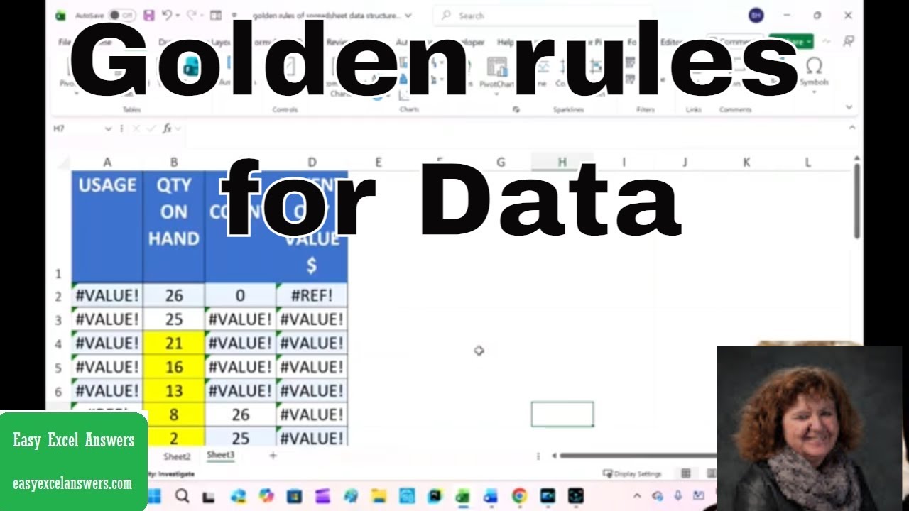 Golden Rules for data Structure in Excel 