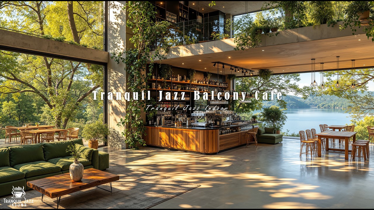 Tranquil Jazz Balcony Cafe for Stress Relief | Gentle Jazz Music in Quiet Forest Ambience for Unwind