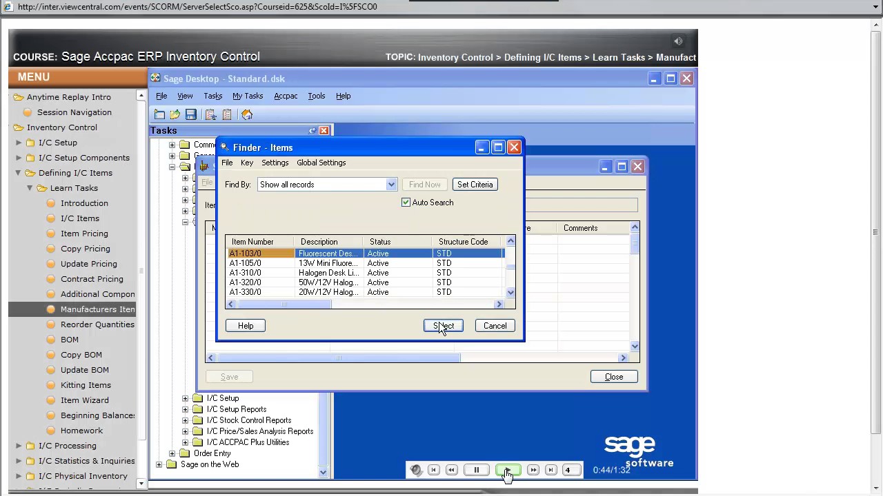 Accpac 060    Feature   v54   IC   Defining Items   Manufacturing Items