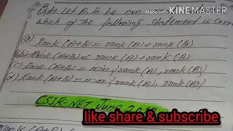 Addition rank of matrix || Linear algebra solve question || csir net June 2012 question || Imp quest