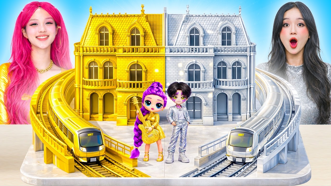 Construímos um Quarto Secreto: KPop Demon Hunters Dourado vs Prateado Huntrix vs Saja Boys