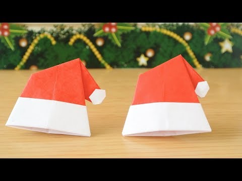 折り紙 サンタ帽子の作り方 Origami Santa Hat With Pompom Youtube