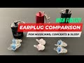 Eargasm vs earpeace vs hearprotek high fidelity earplugs  comparison  review for music and sleep