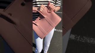 牛革シュリンクレザー2wayハンドバッグショルダー付きピンク
