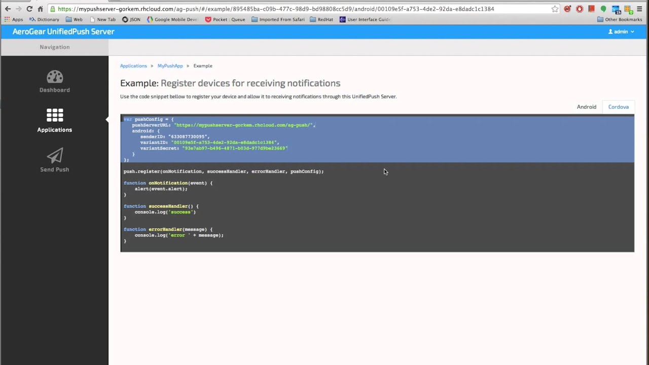 Developing a Push enabled Cordova Applications using Aerogear Push ...
