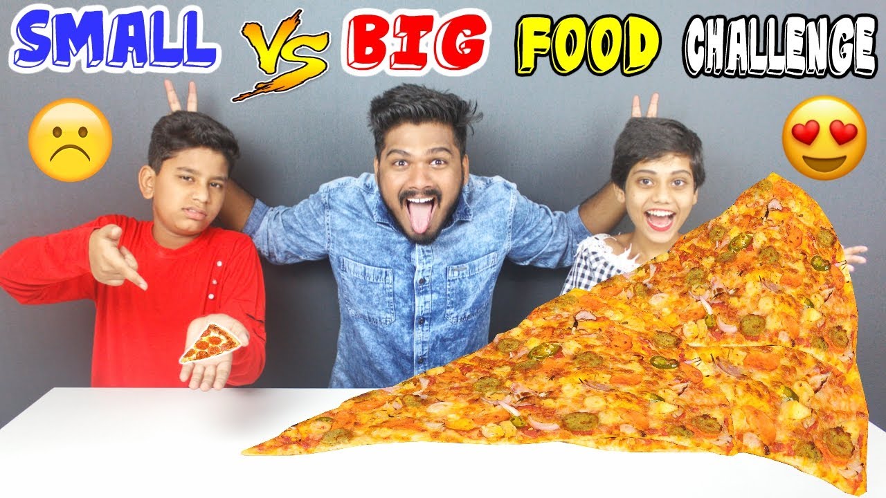 SMALL VS BIG FOOD EATING CHALLENGE KIDS TINY VS GIANT FOOD