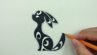 Eevee Evolution - Umbreon Drawing Tattoo Style