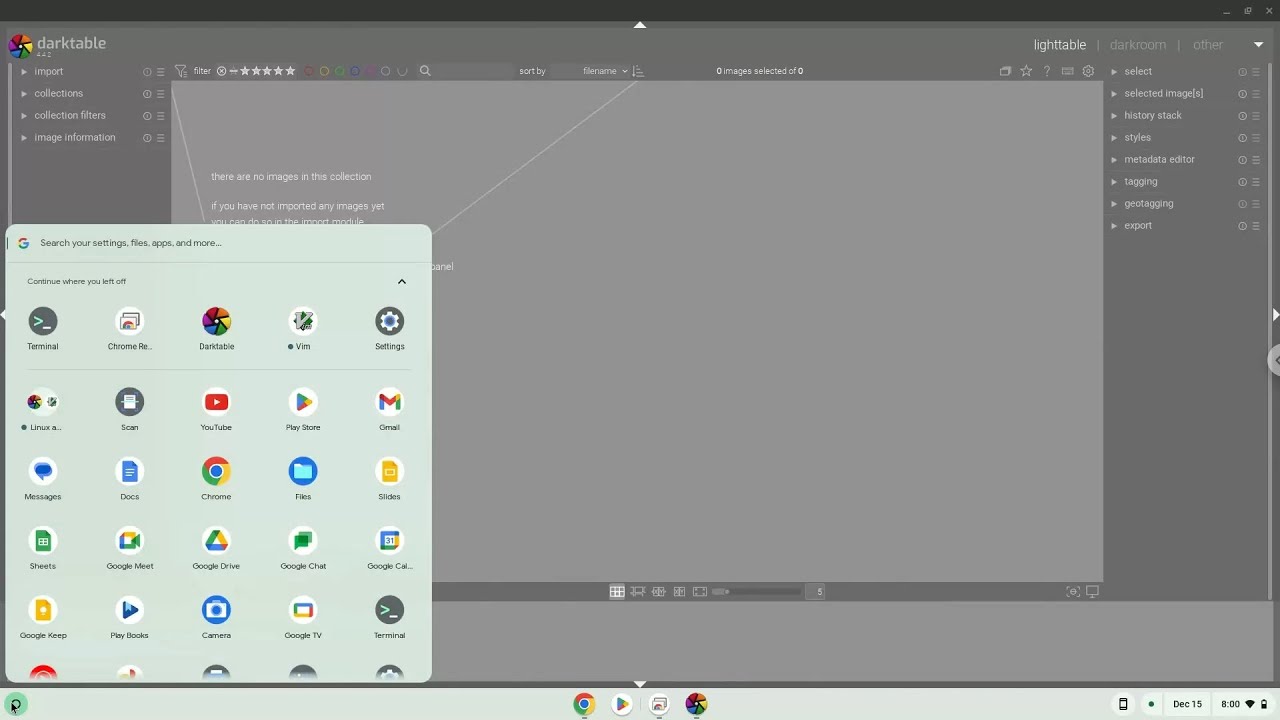 How to install Darktable on a Chromebook