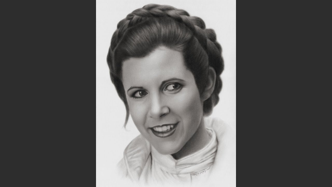 Star Wars - Carrie Fisher as Princess Leia Dry Brush Drawing by ...