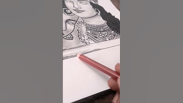 Radha Krishna Drawing 💕🥰 ! pencil sketch #shorts #shortvideo #radhakrishna 😊
