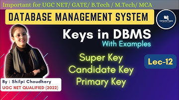 Super Key | Candidate Key | Primary Key | Keys in DBMS | Lec-12 | DBMS| Shilpi Choudhary