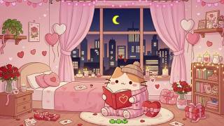 Dreamy Pink Valentine Bedroom 🌙 Gentle Lofi Cat's Vibes for Relax & Focus💖Soft Love Sweet Dreams screenshot 4