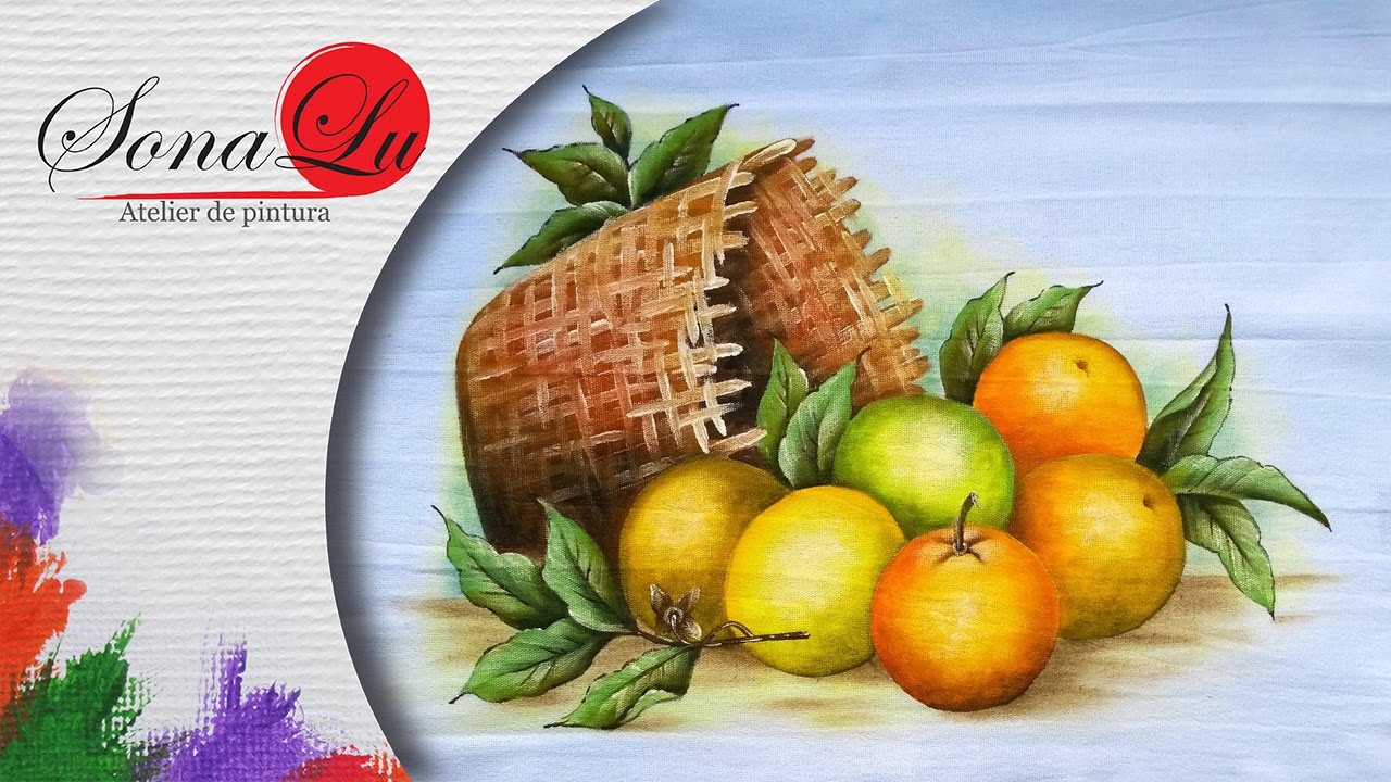 Aula 322 - Cesta com Laranjas em Pano de Prato