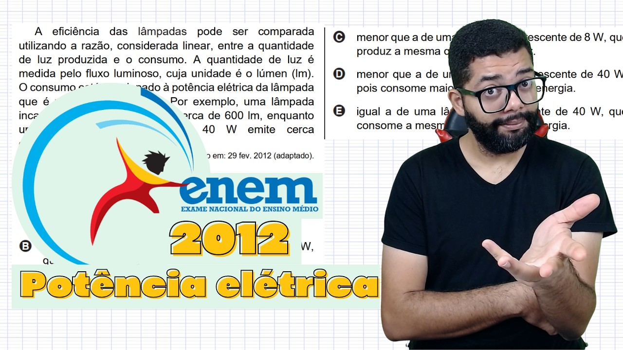 Enem 2012 - A eficiência das lâmpadas pode ser comparada utilizando a razão, considerada linear