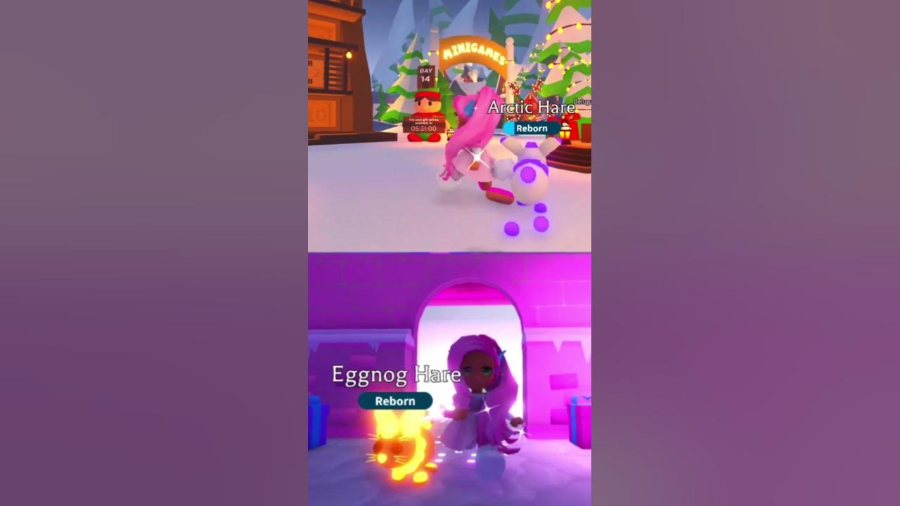 adopt me neon arctic hare vs neon eggnog hare #shorts - YouTube