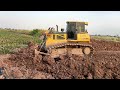 Best Big Bulldozer Shantui Working Pushing Dirt Ground To Deep Water ! World Big Bulldozer At Work