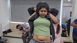 Indian Girl Navel Show During Chiropractic Adjustment