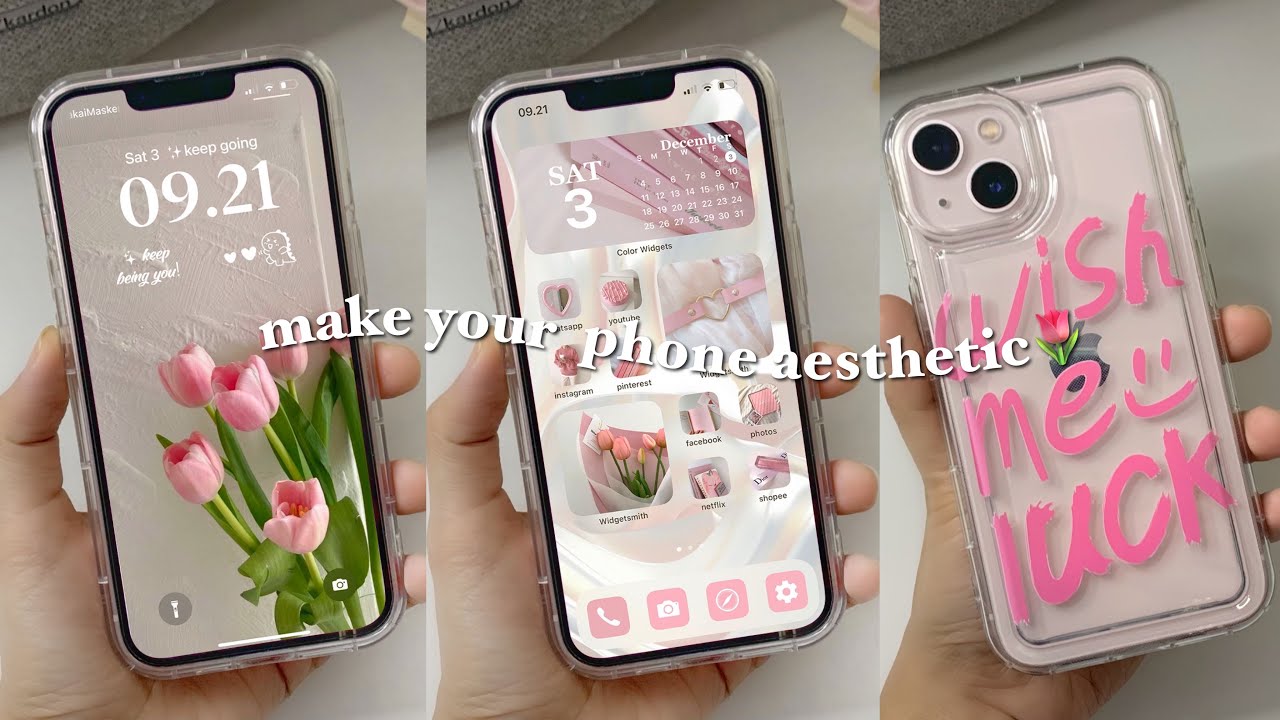 iOS16 Aesthetic Pink Home Screen Customization???? | cute wallpaper ...