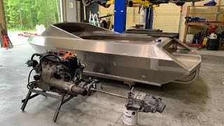 Supercharged Yamaha 11&#39; Mini Jet Boat 1 - figuring out pumpshaft length and placing motor in.