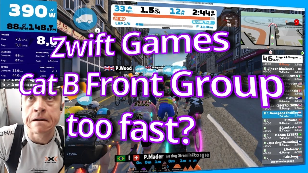 Zwift Games - Stage 4 - Trying to hang on to the Front Group in Cat B