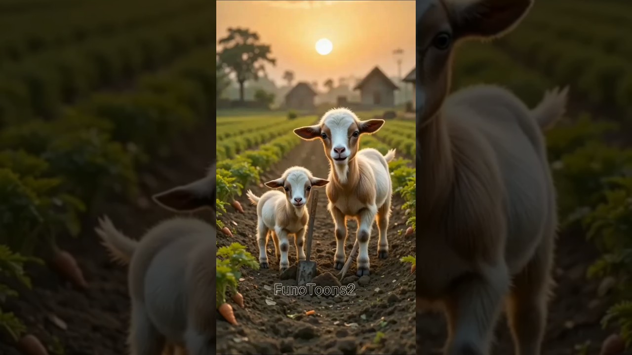 The goat his baby farming carrots the anger bull destroy the farm #farming  #shorts
