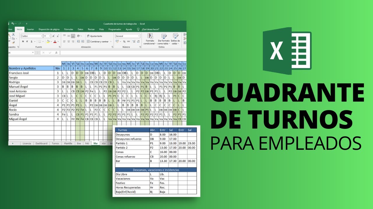 Hacer Turnos De Trabajo CUADRANTE DE TURNOS de empleados 📆 Plantilla Excel Gratis para horarios de  trabajo - YouTube