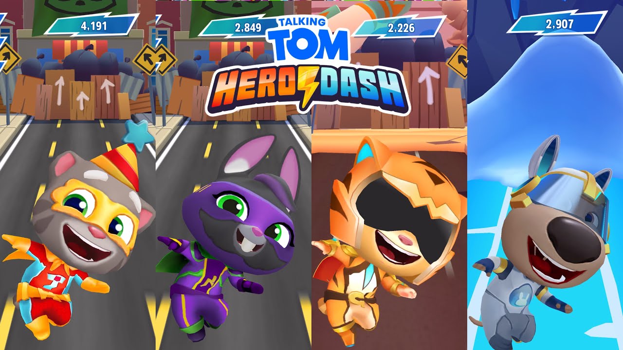 Talking Tom Hero Dash Birthday Tom VS Talking Becca VS Tiger Ginger VS ...