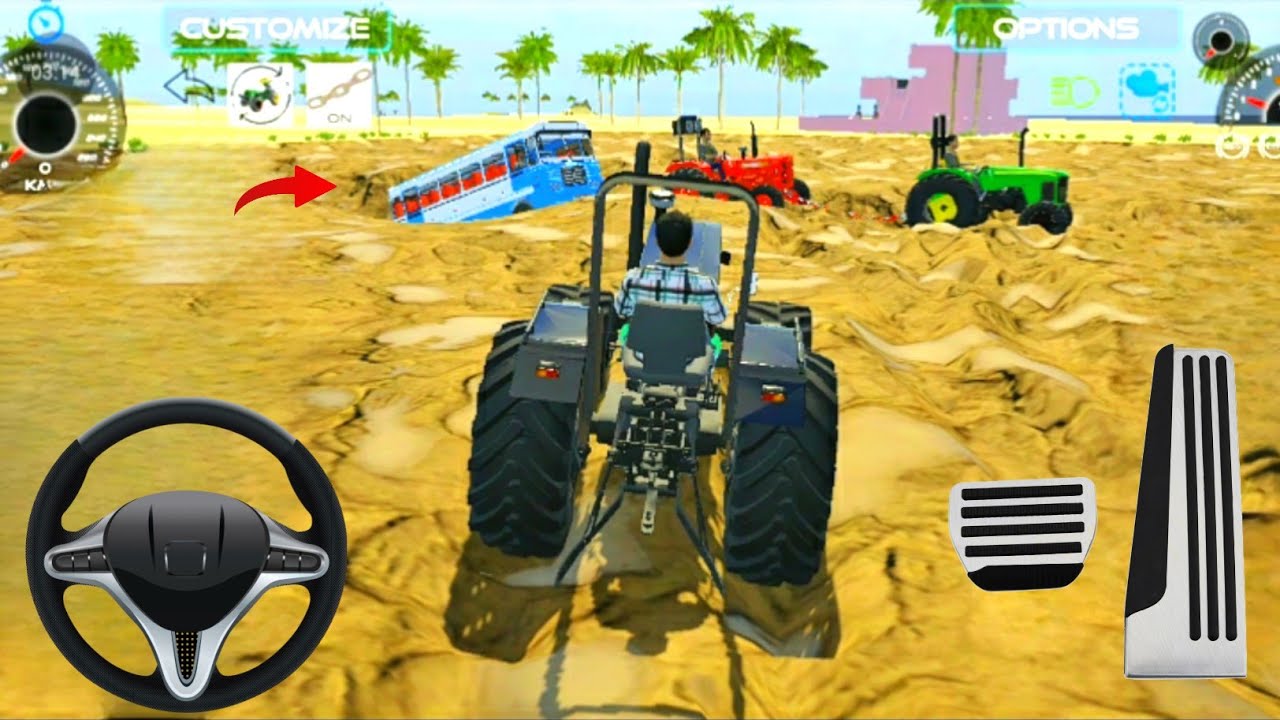 😱 Powerful Tractor Rescue Bus Stuck In Mud | Indian Vehicles Simulator 3D