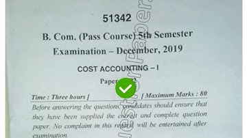 2019 IGU BCom Pass 5th Sem Cost Accounting Question Paper