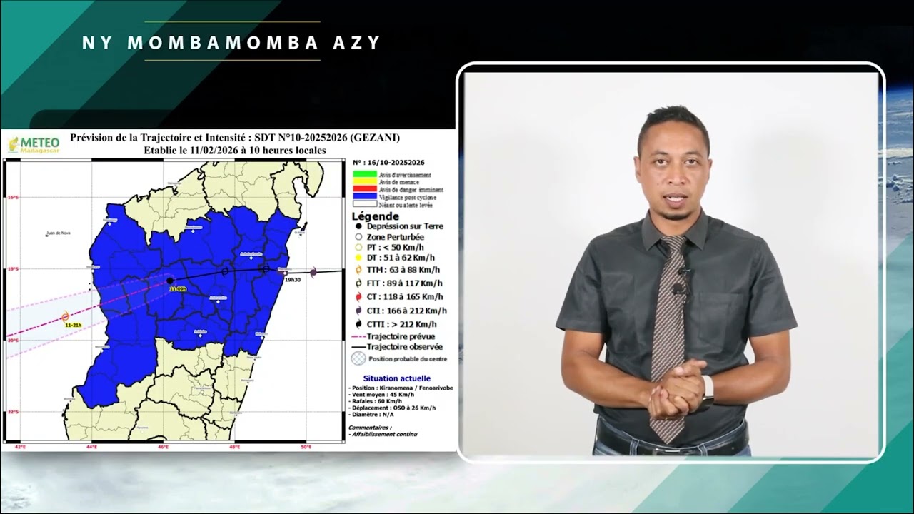 FLASH CYCLONE DT GEZANI MERCREDI 11 Février 2026 à 10 Heures Locales