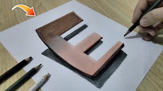 How to Draw 3D Letter E | Easy Anamorphic Illusion Tutorial