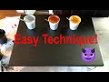 Acrylic Pour 021 | Flip Cup | Easy Technique | Gold, Silver, Copper on Black