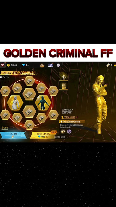 NEW GOLDEN CRIMINAL EVENT SPIN| FF NEW EVENT TODAY| FREE FIRE NEW EVENT|NEW EVENT|GARDEN FREE FIRE