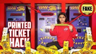 using printed tickets at the arcade it worked turning 1 printed ticket into 999999 tickets youtube