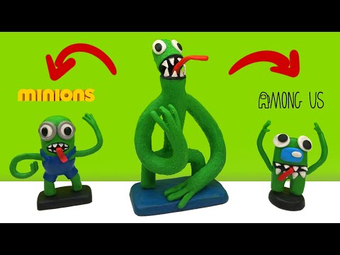 Зелёный Монстр, Амонгас и Миньон из пластилина ► Rainbow Friends Roblox | ИЗИ Лепка