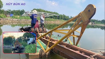 Tháo rời máy hút bùn mini di chuyển lên xe cẩu không nổi | hút bùn ao