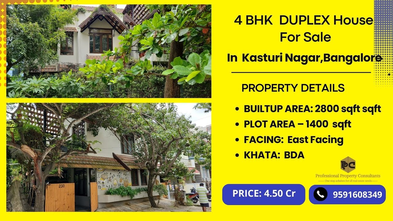 4 BHK Duplex BDA House For Sale in Kasturi Nagar Bangalore/ Call 9591608349 YouTube