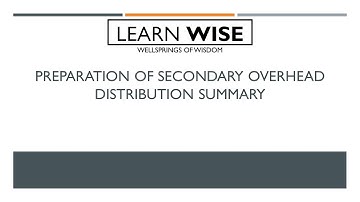Secondary Distribution Summary Question 1: Cost Accounting Series