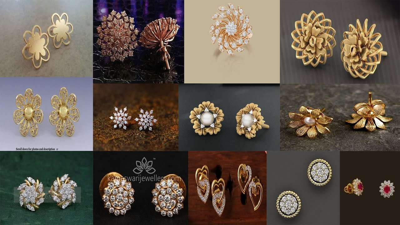 small gold earrings designs for daily use tanishq