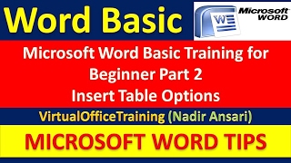Basic Training of Microsoft Word Part 2 : Insert Table Options : Word Basic