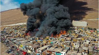 Lángokban egy chilei város