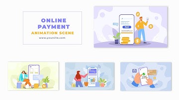 Digital Payment Methods Flat Character Animation Scene After Effects Template