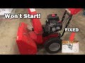 Snapper Snowblower Won't Start - Flooding Carburetor and Bad Gas - FIXED Briggs and Stratton Engine