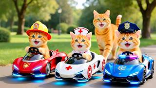 Cute Kittens Driving Police & Rescue Cars - Mama Cat Shocked!