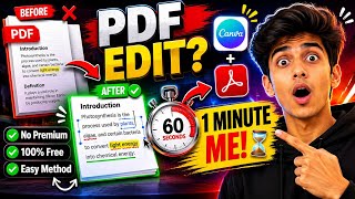 How to Edit Any PDF in 1 Minute FREE | Canva + PDF Reader Trick 2026 | No Premium Needed