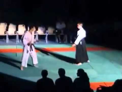 Aikido vs karate demonstration fight.