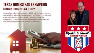 New Texas Property Tax Exemption Law - Effective January 1, 2022