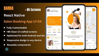 Barba - Barber & Salon Booking React Native App Ui Kit (Light Theme) screenshot 1