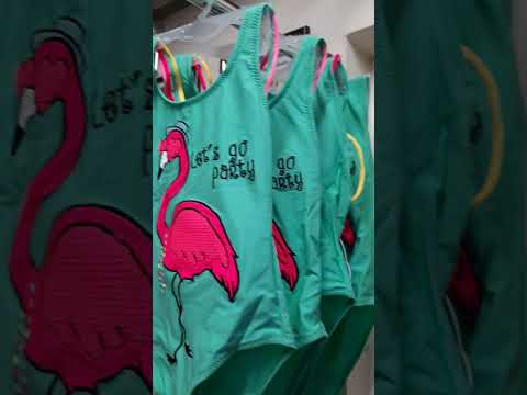 Купальник закритий для дівчаток із рожевим фламінго дитячий спільний TERES BH946 м'ята, видео 1