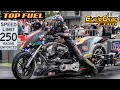 OUTRAGEOUS 1500HP TOP FUEL IMPORT, HARLEY AND TURBO HAYABUSA MOTORCYCLES STEP UP - 5.68 @ 261 MPH